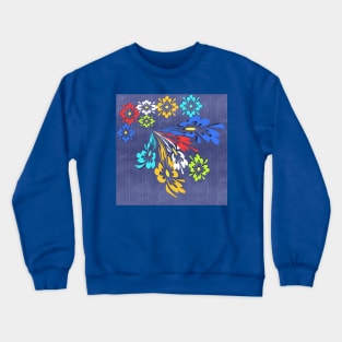 Blue denim floral pattern Crewneck Sweatshirt